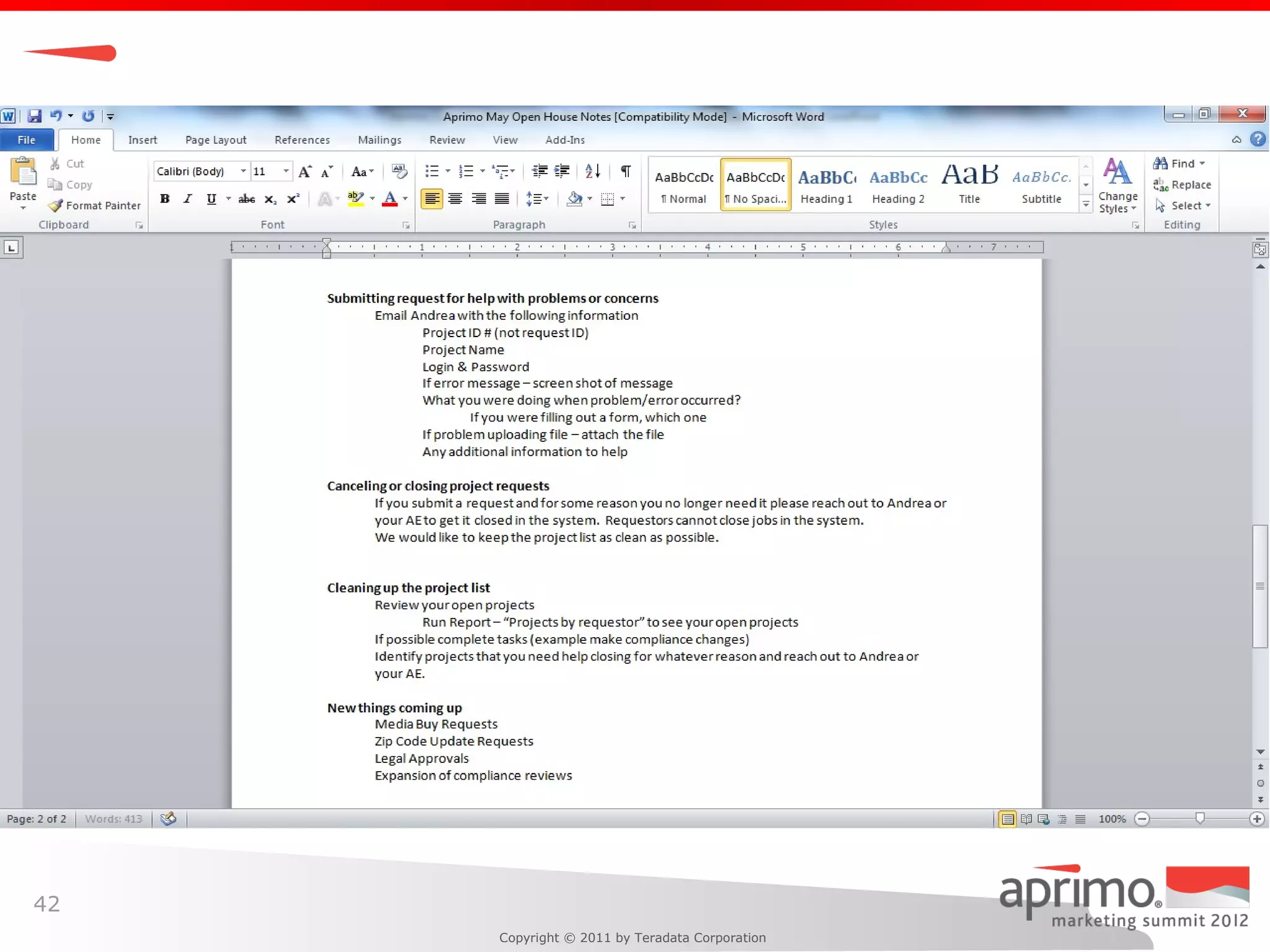 42
     Copyright © 2011 by Teradata Corporation
 