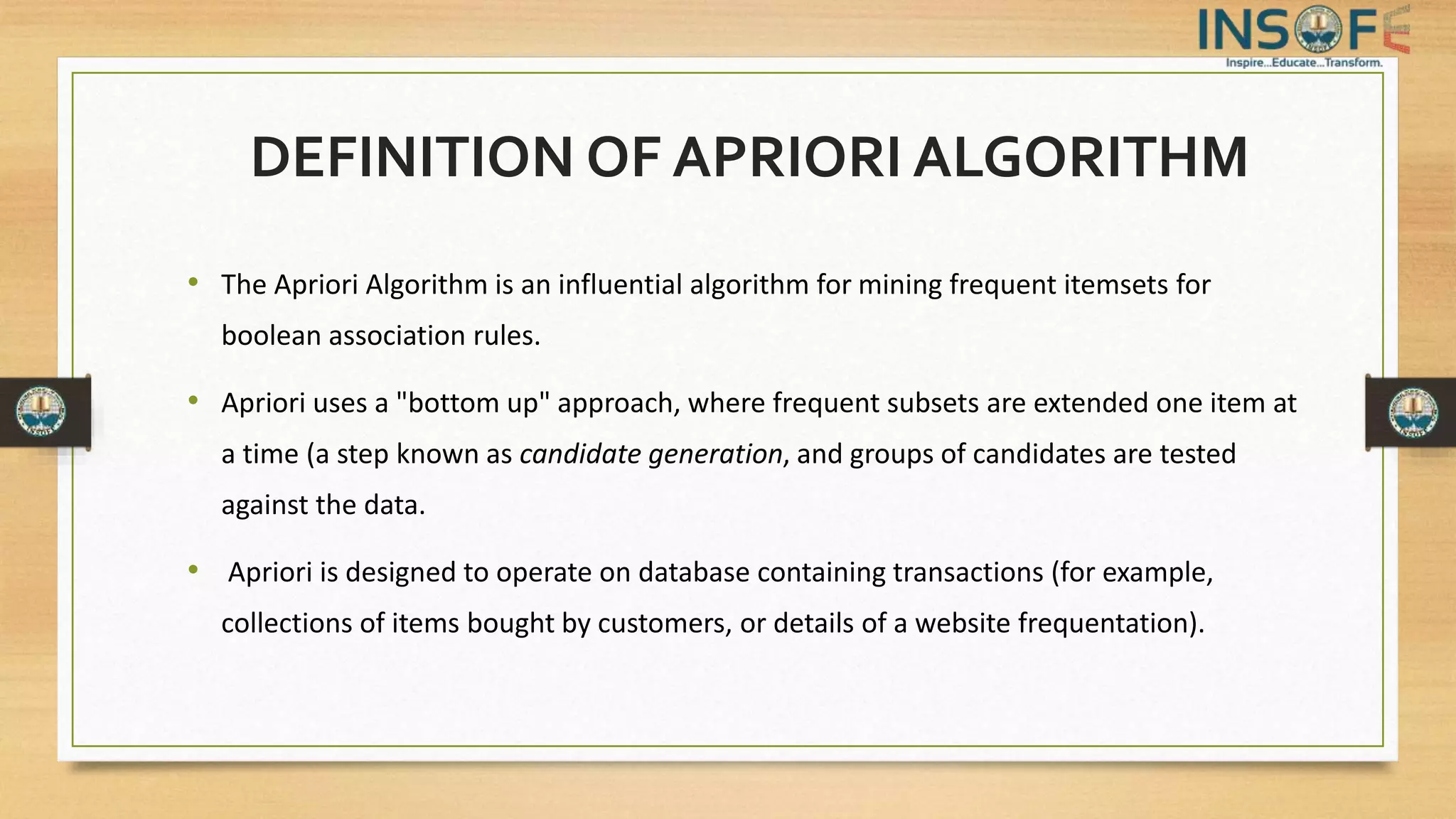 Apriori Algorithm | PPTX | Databases | Computer Software and Applications