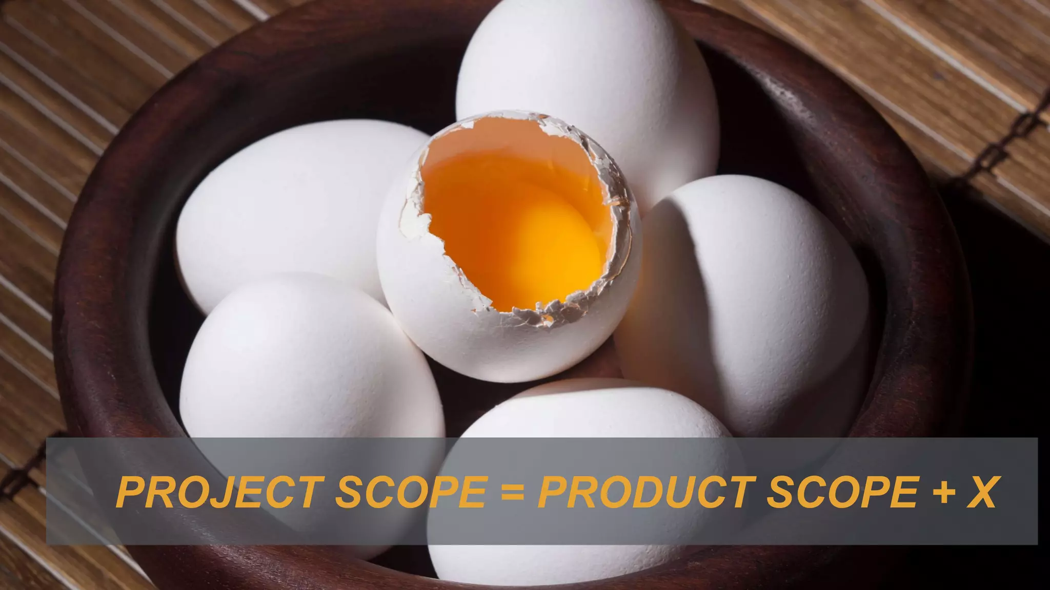PROJECT SCOPE = PRODUCT SCOPE + X
 