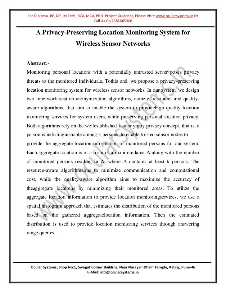 Phd research proposal in wireless sensor networks