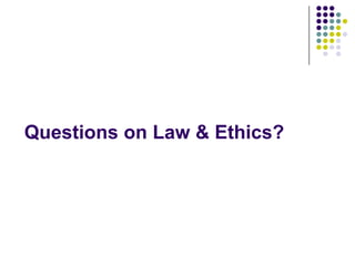 Questions on Law & Ethics?
