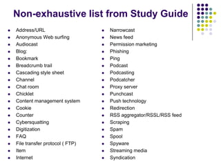 IT on the ExamOnly 2% of questions come from ITSome IT questions arise from the business literacy areaPrevious exam had case studies – terminology is more appropriate for new exam