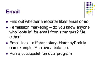 News GroupsTechnical name is Usenet.Long History on the internet. Generally, groups are categorized by a common interest.Examples are rec., sci., alt., comp., Google Groups is best place to query. Google bought déjà news which was a pioneer in displaying groups in browser.Tile.net is a place to locate groups and listsChoose correct group & don’t post PR msgs.