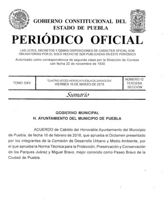 Norma Técnica para la Preservación de los Parques Juárez y Bravo