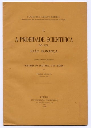 A probidade scientifica de Bonança, por Rocha Peixoto (1890)