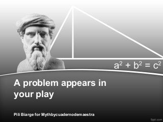 A problem appears in
your play
Pili Biarge for Mythbycuadernodemaestra

 