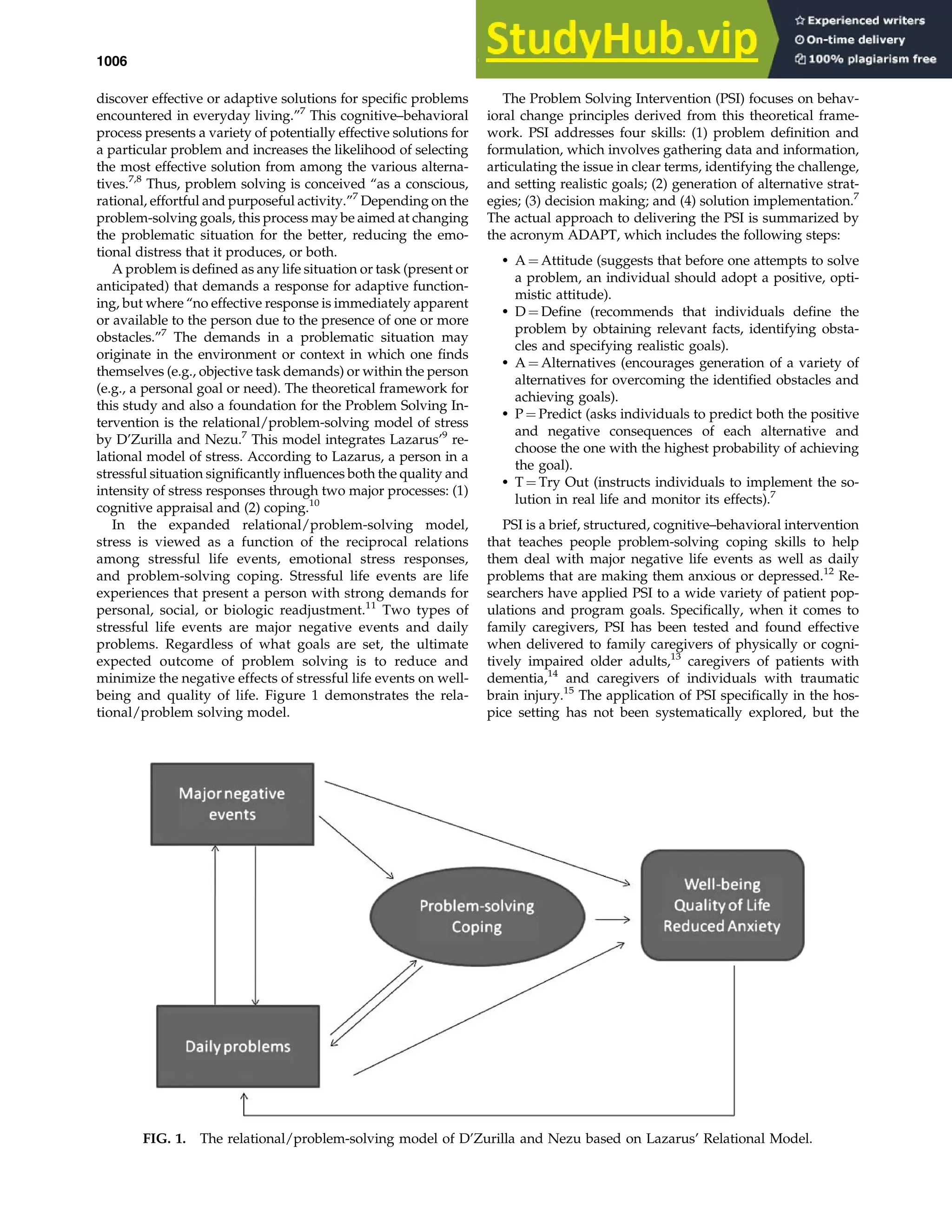 A Problem Solving Intervention for hospice caregivers a pilot study.pdf