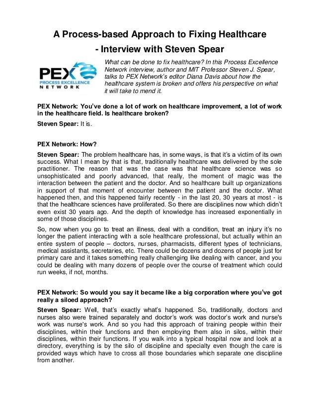 A Process-based Approach to Fixing Healthcare                       - Interview with Steven Spear                         ...