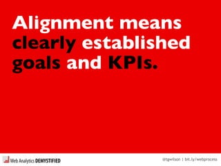 @tgwilson | bit.ly/webprocess
Alignment means
clearly established
goals and KPIs.
 