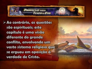 “Estando eu observando, eis que um bode vinha do ocidente sobre toda a terra, mas sem tocar no chão; este bode tinha um chifre notável entre os olhos; dirigiu-se ao carneiro que tinha os dois chifres, o qual eu tinha visto diante do rio; e correu contra ele com todo o seu furioso poder”. Daniel 8:5 e 6 