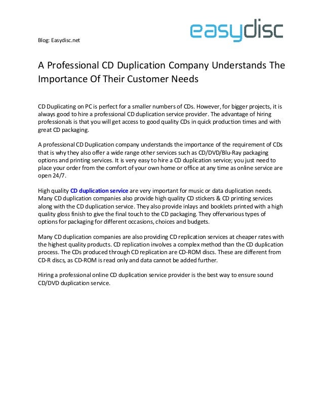 A Professional CD Duplication Company Understands The Importance Of