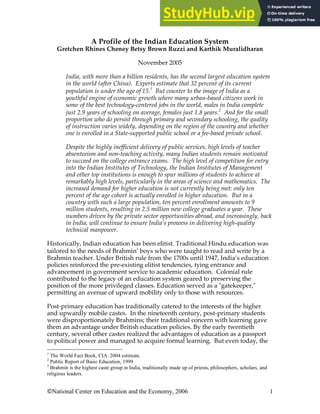 A Profile Of The Indian Education System | PDF