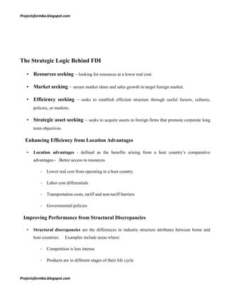 A project report on analytical study of foreign direct investment in ...