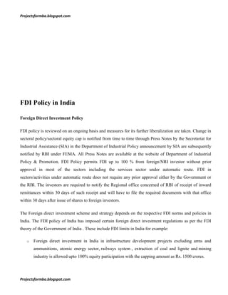 A project report on analytical study of foreign direct investment in ...