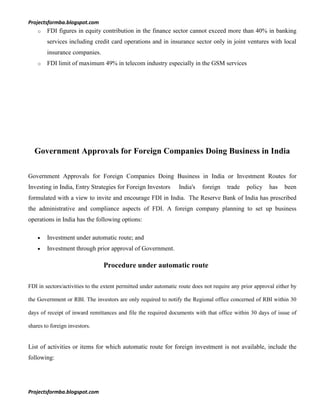 A project report on analytical study of foreign direct investment in ...