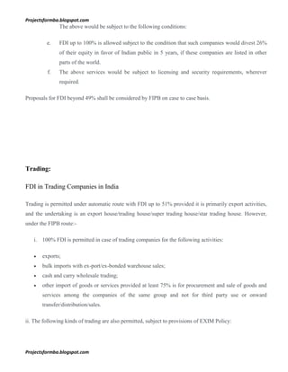 A project report on analytical study of foreign direct investment in ...