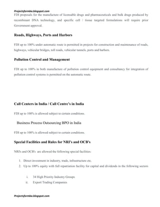 A project report on analytical study of foreign direct investment in ...