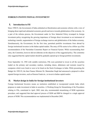 A project report on analytical study of foreign direct investment in ...