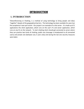 A project report on chat application | PDF