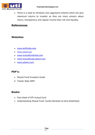 A project report on consumer behaviour at uti mutual funds