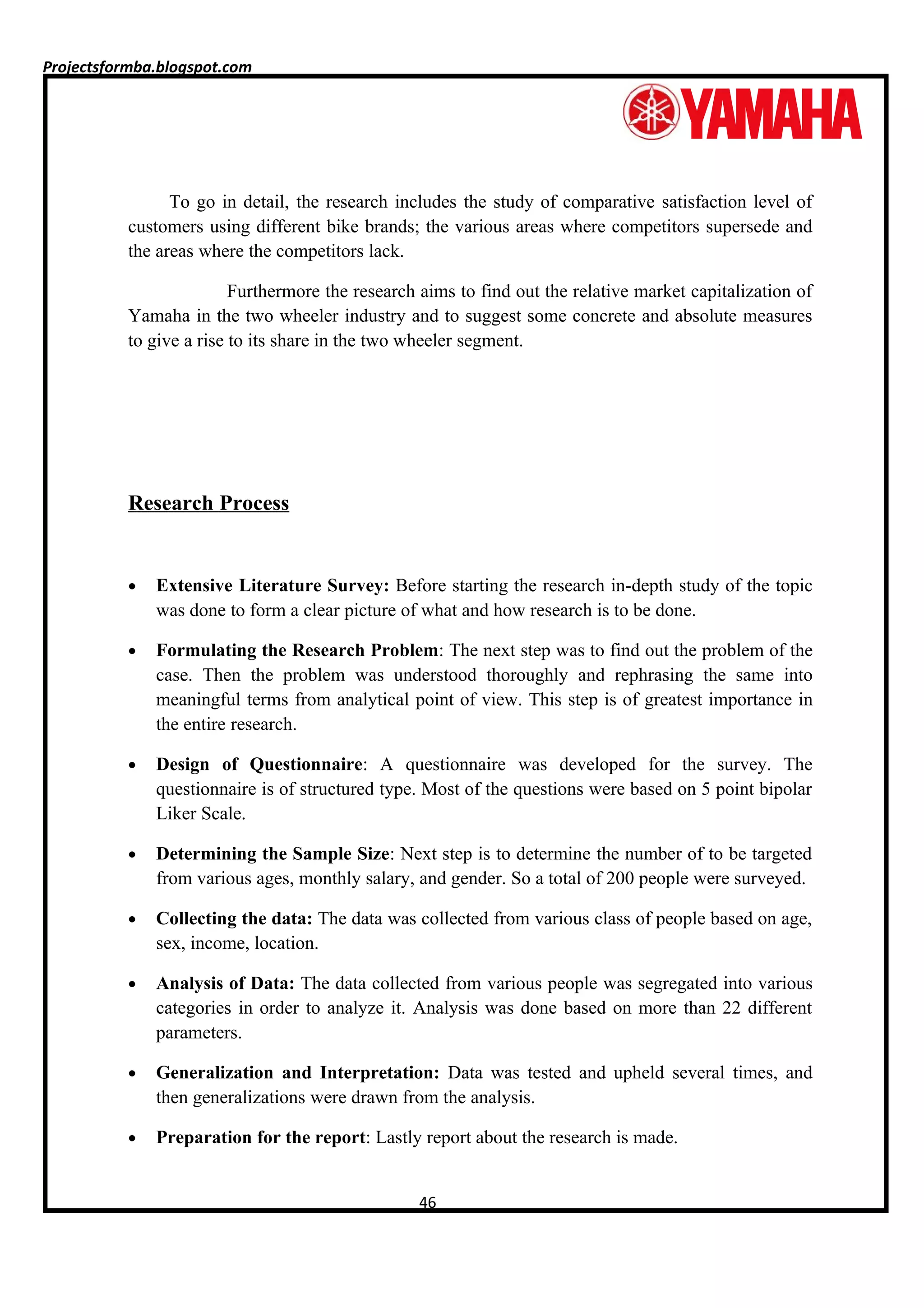 A project report on customer satisfaction of two wheelers industries ...