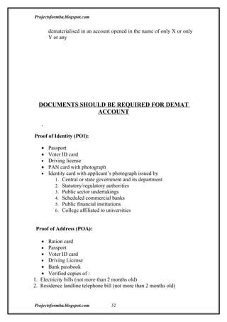 A project report on demat account at unicon securities pvt. ltd. | DOC