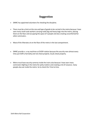 A project report on dmrc