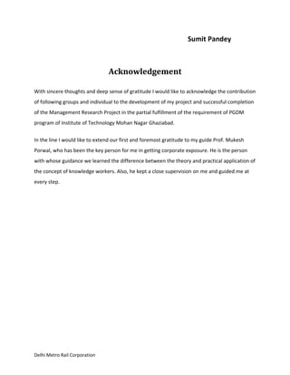 A project report on dmrc