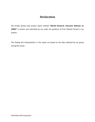 A project report on dmrc