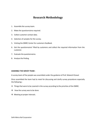 A project report on dmrc