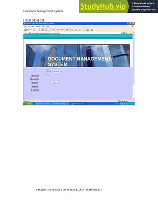 Document Management System Appendix
COCHIN UNIVERSITY OF SCIENCE AND TECHNOLOGY
USER SEARCH
 