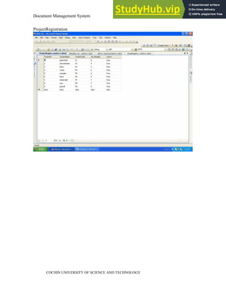 Document Management System Appendix
COCHIN UNIVERSITY OF SCIENCE AND TECHNOLOGY
ProjectRegistration
 
