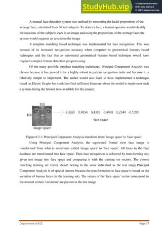 A PROJECT REPORT ON FACE RECOGNITION SYSTEM WITH FACE DETECTION | PDF