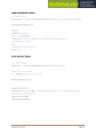 A PROJECT REPORT ON FACE RECOGNITION SYSTEM WITH FACE DETECTION | PDF