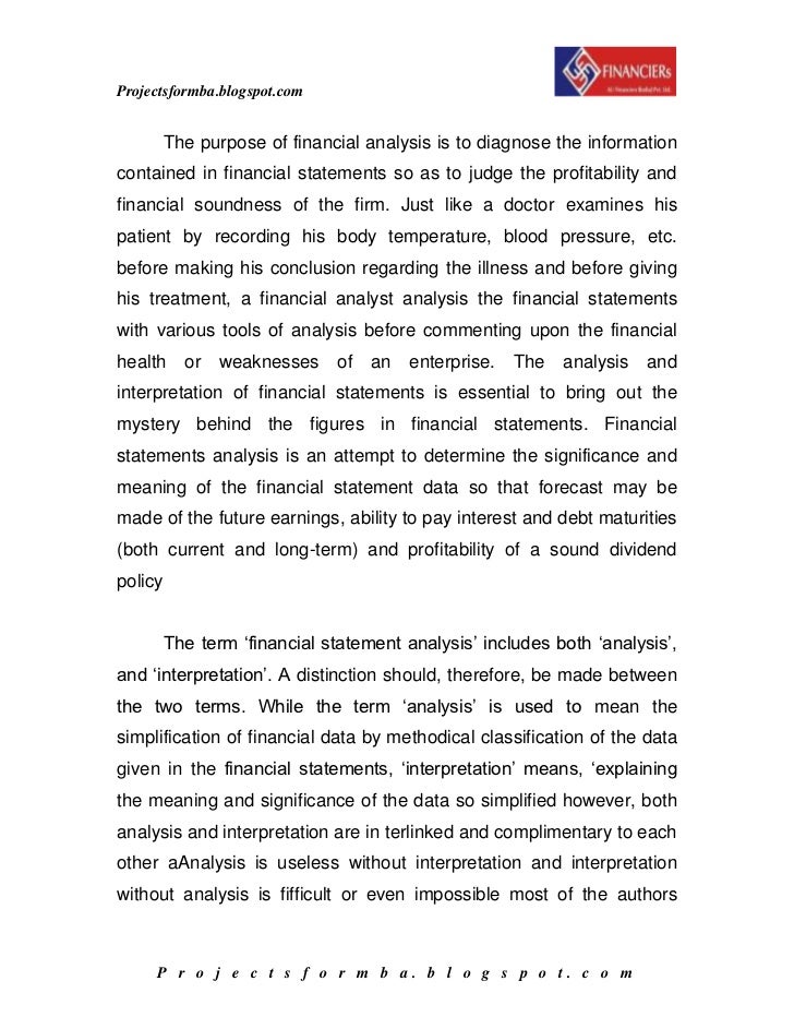 financial ratio analysis sample
