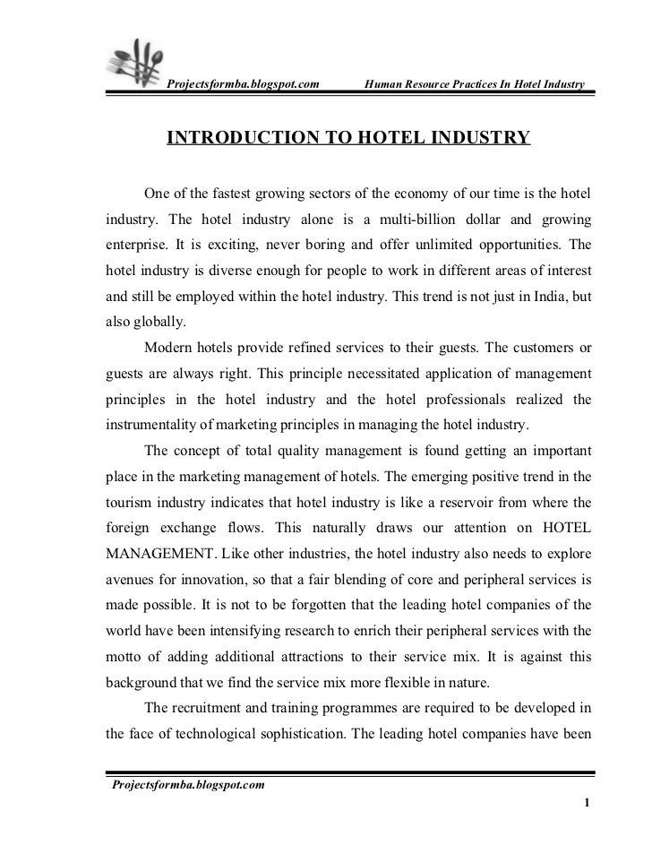 a project report on hr practice in hotel industry 1 728