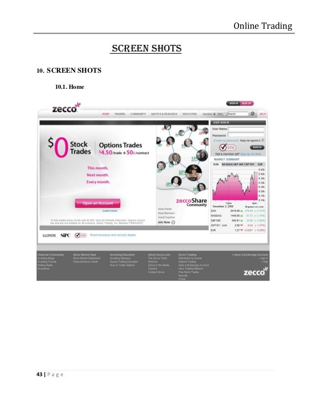 Online trading system project specifications