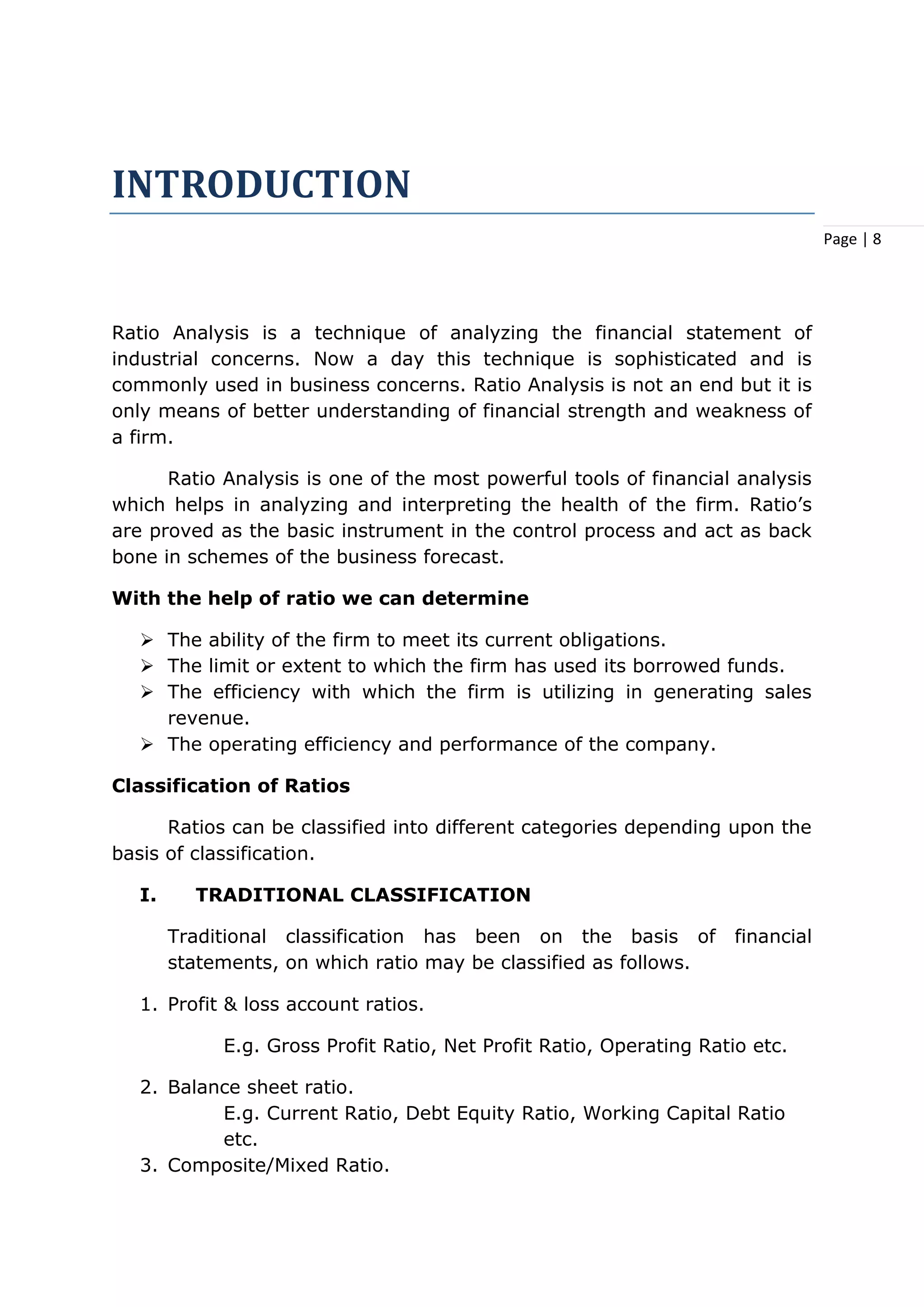 A project report on ratio analysis 2016 | PDF