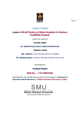 A project report on ratio analysis 2016 | PDF