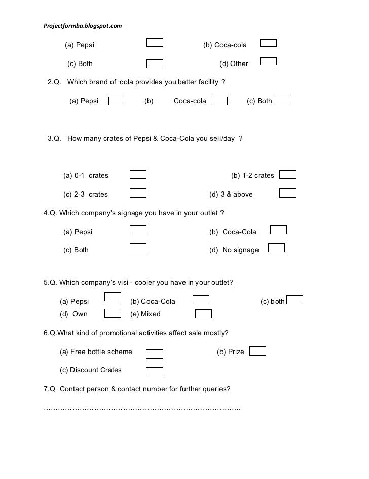 A project report on survey of retailer’s and consumer of soft drinks