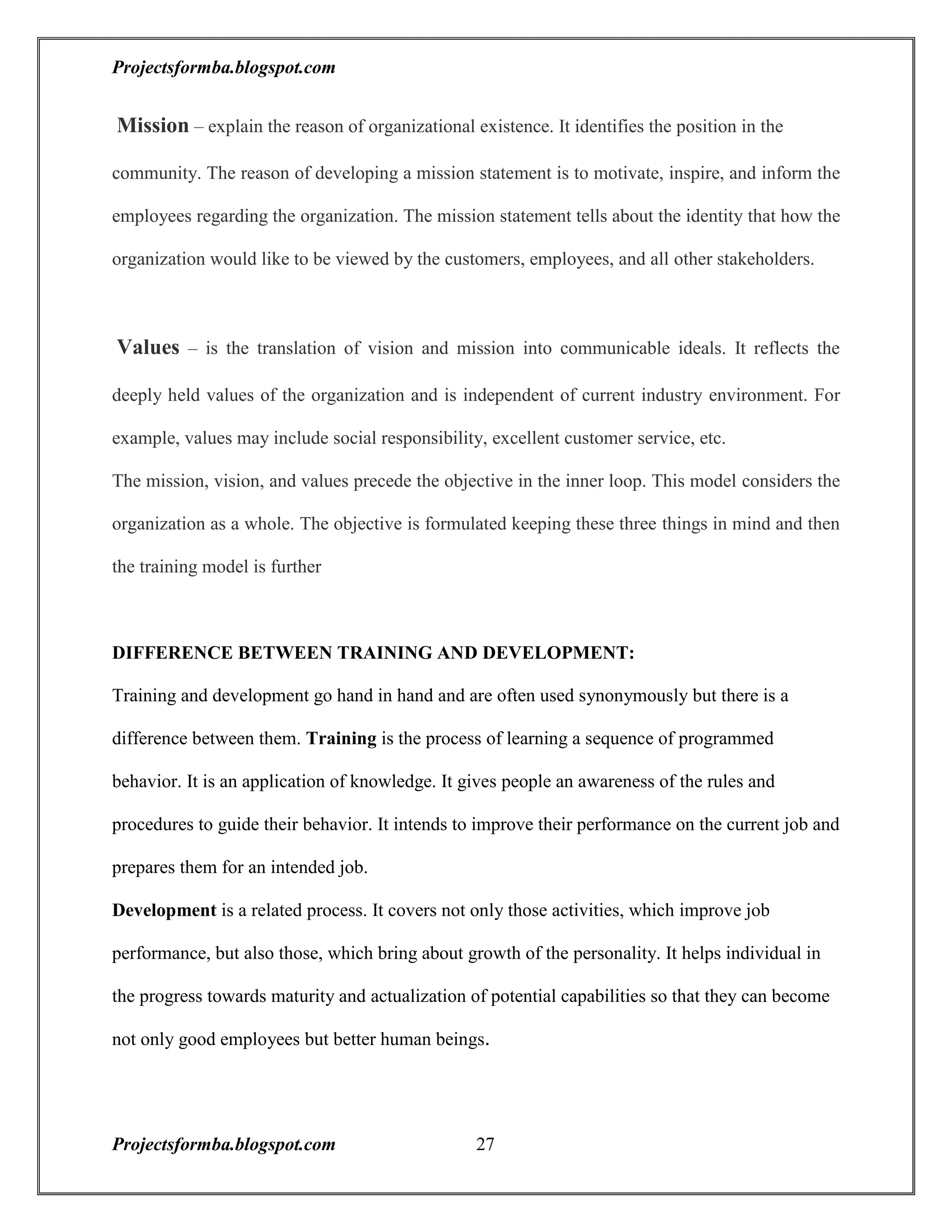 A project report on training and development with reference to hal