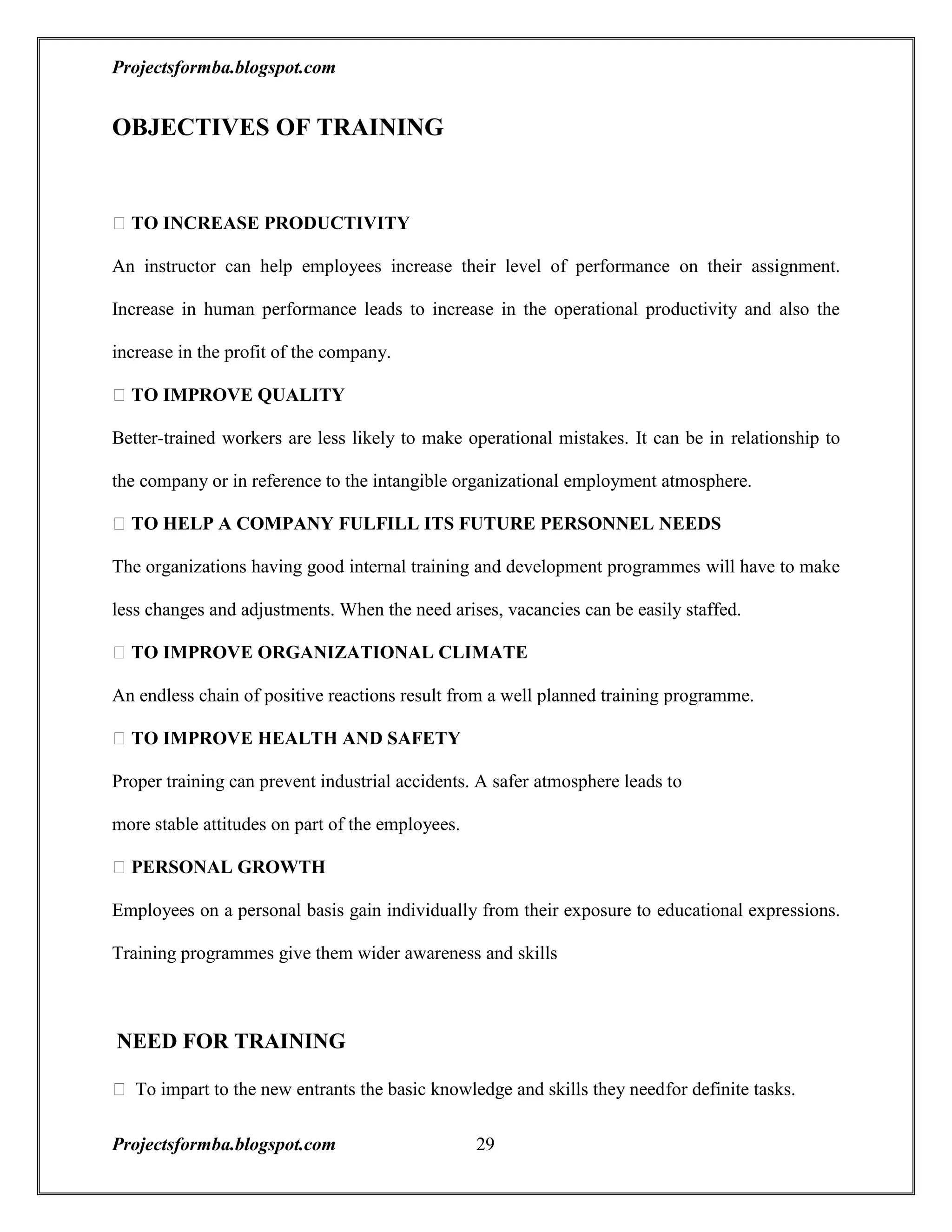 A project report on training and development with reference to hal