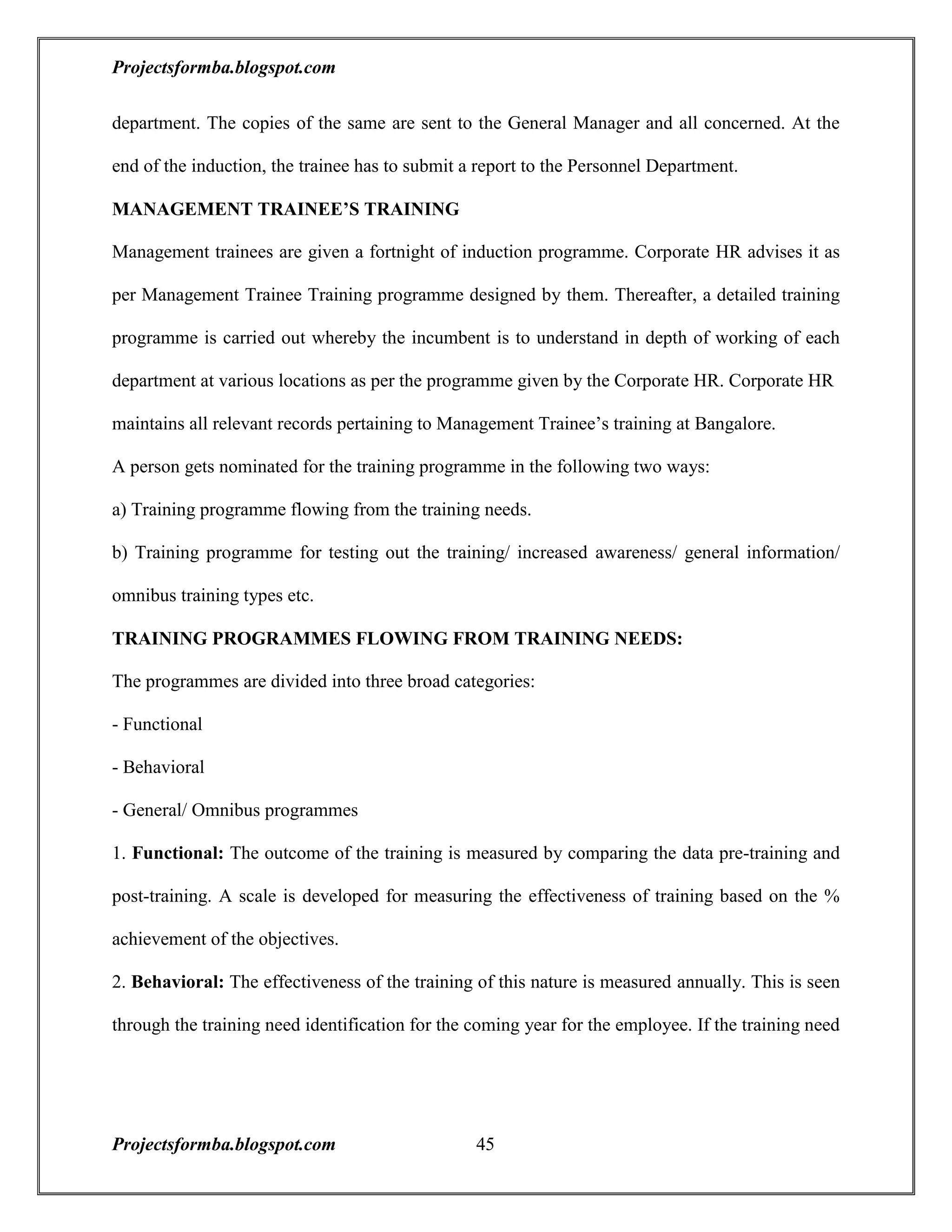 A project report on training and development with reference to hal