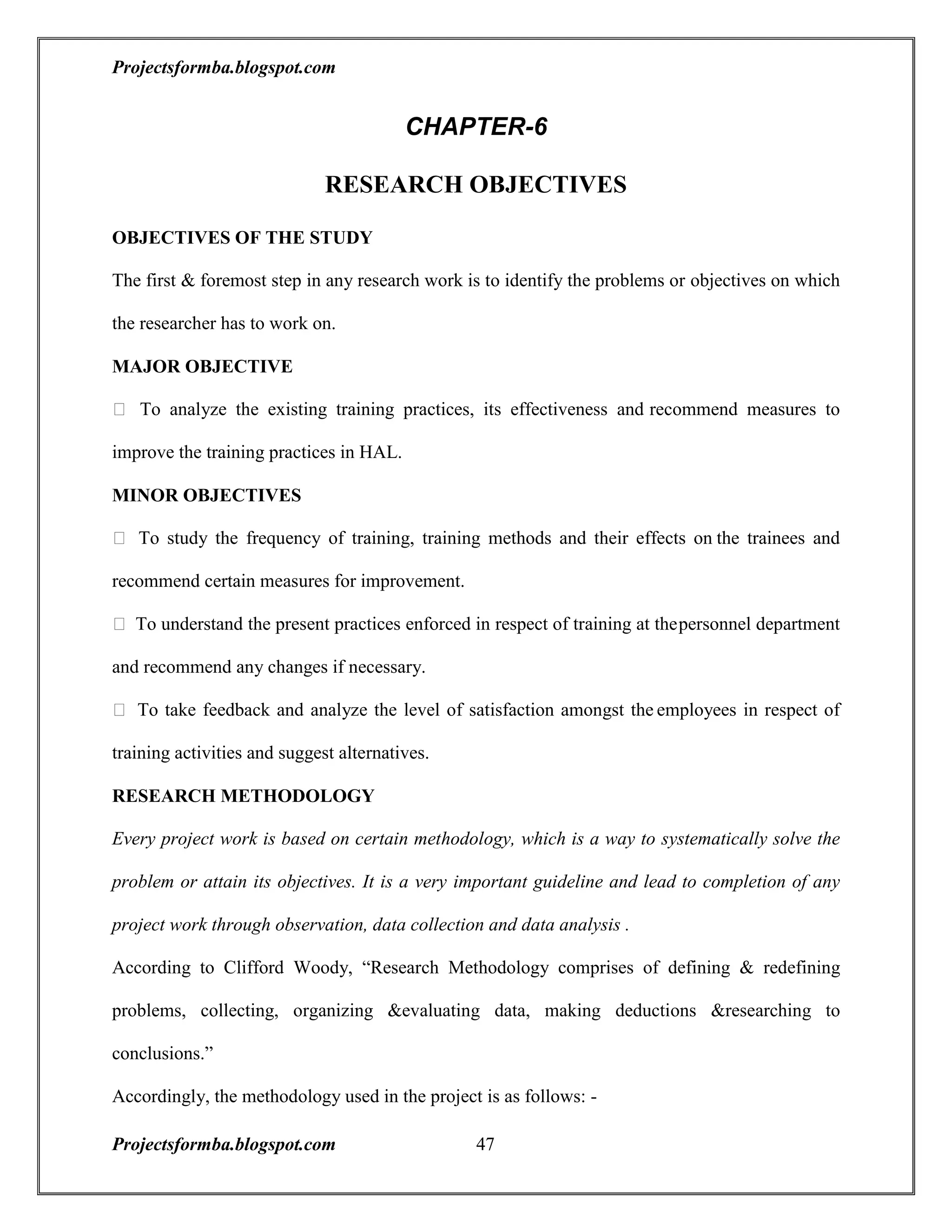 A project report on training and development with reference to hal