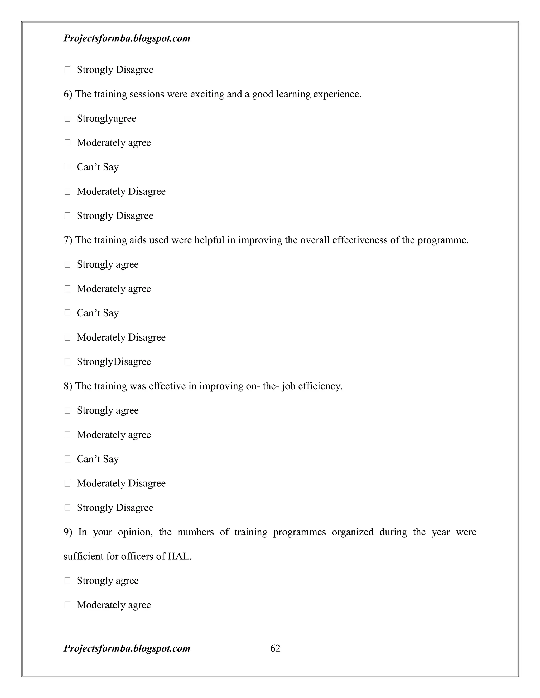 A project report on training and development with reference to hal
