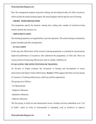 A project report on training and development with reference to hal