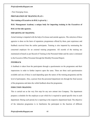 A project report on training and development with reference to hal