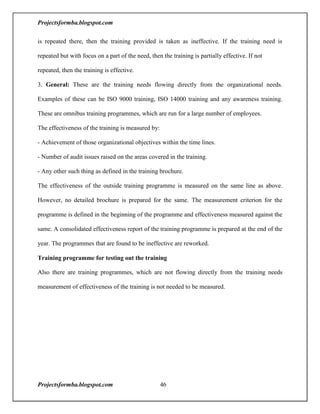 A project report on training and development with reference to hal