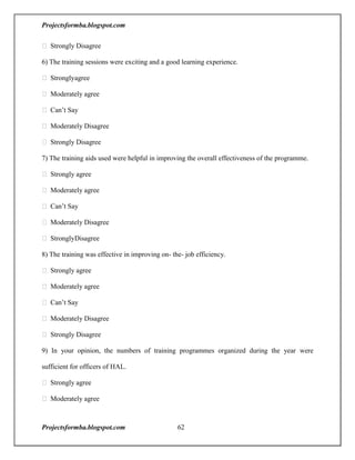 A project report on training and development with reference to hal