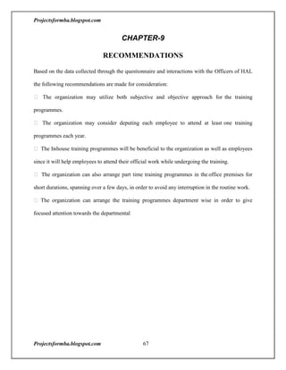 A project report on training and development with reference to hal